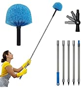 12+Ft High Reach Cobweb Duster with 3-6ft Sturdy Detachable Pole, Lightweight Spider Web Cleaner ...