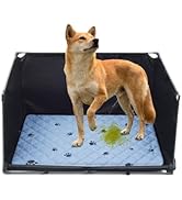 Dog Pee Pad Holder Tray with Washable Pee Pad - Foldable Indoor Potty Station for Small to Medium...