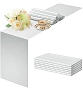 Q&J Fabric Co. 6 Packs Satin Table Runners, 12x108 Inches Long, Silk-Like Smooth Silver Satin Tab...