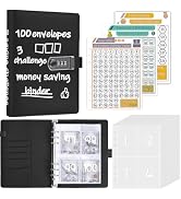 Antner 100 Envelopes Money Saving Challenge Binder with Lock, A5 Savings Binder Challenge Book Bu...