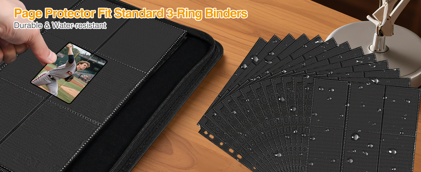 Card Sleeves for 3 Ring Binder, 9 Pocket Side Loading Page Protector for MTG, Yugioh, Baseball Cards
