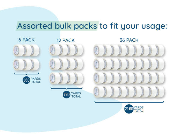 Packing tape bulk pack, 6 pack, 12 pack, 36 pack