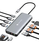 USB C Docking Station Dual HDMI Adapter, 11 in 1 Multi Display Docking Station Dual Monitor with ...