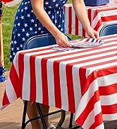 misaya 6 Packs Striped Disposable Table Cloth, 54 x 108 Inch Waterproof Rectangle Tablecloth, Lea...