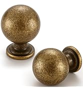 FAPUAL Antique Brass Cabinet Knobs, 10 Pack Round Ball 1 Inch Drawer | Zinc Alloy,Screws Included...