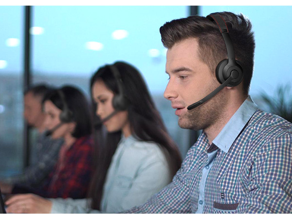call center telephone business headphone with dual usb c clear voice binaural headset