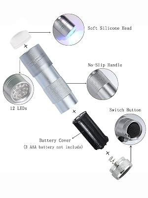 LED Flashlight, Small Glow Flashlights with 12 LED Lights, Portable Light Nail Dryer for Nail Gel