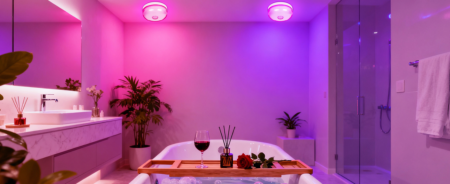 Rechargeable Shower Light for Inside Shower, 15 Color Changing Waterproof Lights for Shower Bathroom