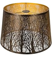 Etched Forest Metal Lampshade, ALUCSET Drum Metal Lamp Shade for Table Lamp,10" Top x 12" Bottom ...