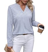 WIHOLL V Neck Business Casual Tops Fall Trendy Long Sleeve Shirts S-2XL | V Neck,Work Tops,Profes...