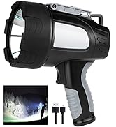 LBE Rechargeable Spotlight Outdoor, 900,000 Lumens Led Spotlight Flashlight with Cob Light and Fo...