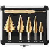 GMTOOLS Step Drill Bit Set, 6 Pcs Titanium High Speed Steel Unibit Drill Bits, Stepped Up Bits & ...