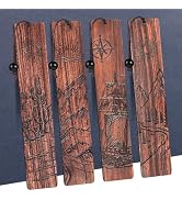 4Pcs Wood Bookmark for Men,Adventure Wooden Carving Book Mark Vintage Bookmark Gift for Men Book ...