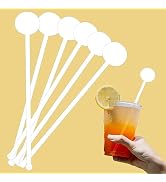 100PCS Cocktail Swizzle Sticks, 7 Inch White Disposable Disc Top Drink Stirrers Plastic Coffee Be...