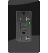 20A Black GFCI Outlet, TR & WR Ground Fault Protector with LED Indicator, Tamper & Weather Resist...