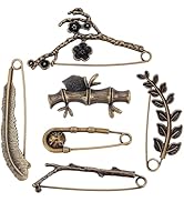 PH PandaHall 6 Pack Extra Large Safety Pins Tree Leaf Branch Brooches Antique Bronze Sweater Shaw...