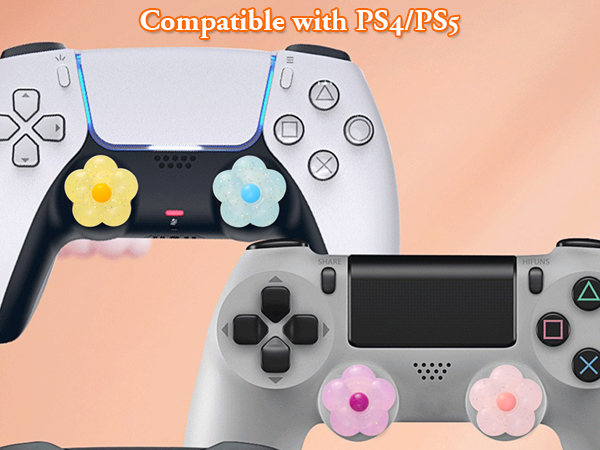 Cute PS5 PS4 Xbox One Switch Pro Controller Steam Deck Thumb Grips Caps Glitter Flower