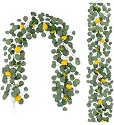 U'Artlines 2Pcs Total 12.6 Ft Artificial Lemon Garland Spring Summer Faux Fruit Vine Garlands wit...