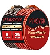 PTASYGK 8 Gauge Wire 25ft Red Black CCA Automotive Battery Power Cable Low Voltage Primary Wire f...