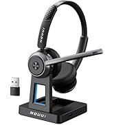 Wireless Headset with Mic for Work, Wireless Headphones with Mic(Noise Cancelling), Bluetooth Hea...
