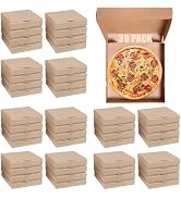 RHBLME 30 Pack Kraft Pizza Boxes Bulk, 6.3" x 6.3" x 1.6" Small Corrugated Pizza Boxes Cardboard ...