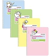 KAISA Colored Spiral Notebook, Wide Ruled 7-1/2"x 9-3/4" Wirebound 1 Subject Notebooks, 4 Assorte...
