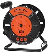 WILAWELS Extension Cord Storage Reel with 4-Grounded Outlets, Heavy Duty Open Cord Reel for 12/3,...