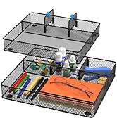 VyGrow Desk Drawer Organizer Tray, Metal Mesh Drawer Organizers Office, 4 Grid with Adjustable Co...