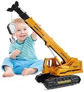 victob ABS Diecast Crane Truck Toy for Boys Ages 3-12, Friction Powered Construction Vehicle with...