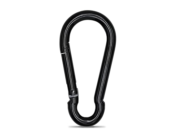 KINLINK Black Carbon Steel Carabiner Clips, Heavy Duty Spring Snap Hook