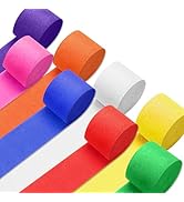PIGETALE Crepe Paper Streamers 8 Rolls 656ft, Pack of Rainbow Assorted Colored Party Streamers fo...
