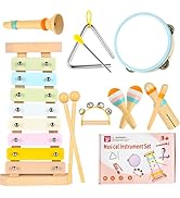 Baby Musical Instruments for Toddlers Montessori Toys, DUDUCOFU Wooden Musical Toys with 12 Pcs P...
