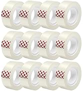 GIBIBU 12 Rolls Transparent Tape Refills, Clear Tape Dispenser Refill Rolls, Glossy Gift Wrap Tap...
