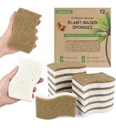 12 Pack Biodegradable Kitchen Dish Sponges, Natural Plant-Based Coconut Fiber and Compostable Cel...