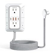 Power Strip Extension Cord - 6 Outlets and 4 USB (2 USB C), 5FT Braided Cord with Ultra Thin Flat...