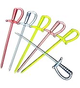 Wowagoga 3.35 Inch Plastic Sword Picks Food Toothpicks Fruit Fork Cocktail Sticks, Multicolor, 10...