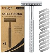 Double Edge Safety Razor for Men, Safety Razor with 10 Platinum Coated Safety Razor Blades, Singl...