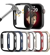 6 Pack Hard PC Case with Tempered Glass Screen Protector 44mm for Apple Watch SE(2nd) Series 6/SE...