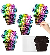 BeYumi Flower Scratch Cards Craft - 28Pcs Mother's Day Flower Scratch Cards Craft Kit with Envelo...