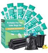 30 Portable Toilet Bags Poo Gel Set, 8 Gallon Camping Toilet Bags with Portable Absorbent Toilet ...