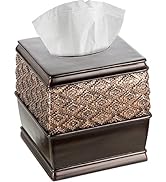 Creative Scents Brown Tissue Box Cover Square - Decorative Tissue Holder for Bathroom - Beautiful...