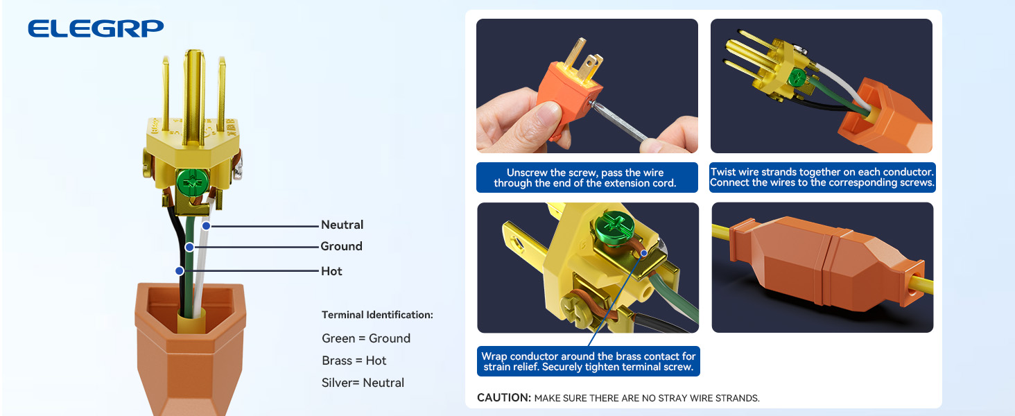 Extension Cord Ends Replacement Connector Plug