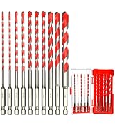 ANGELSWORD 10 PCS Concrete Drill Bit Set, Hex Shank, Masonry Drill Bit Set, 5/32"- 1/2", for Glas...