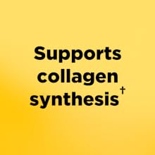 Photograph stating that this Vitamin C tablet supports collagen synthesis