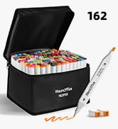 MemOffice Marking ink 162 Colors Dual Tip Artist Alcohol Markers Set with Carrying Case - Perfect...