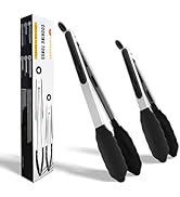 LAOCHOES Kitchen Cooking Tongs - Silicone Cooking Tongs, Great for Grilling, Salads and Serving, ...