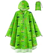OlyPegic Kids Rain Poncho with Hooded Reusable Waterproof Lightweight Ponchos Kids Boy Girl Rainc...