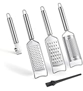 Tongjude Stainless Steel Cheese Grater Set, Set of 5 Kitchen Grater & Peeler & Slicer, Lemon Zest...