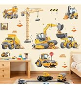 decalmile Construction Vehicles Excavator Wall Decals Engineering Car Tractor Crane Wall Stickers...
