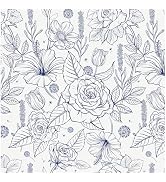 HELLKIT Floral Wallpaper Peel and Stick Wallpaper Blue and White